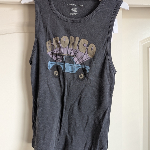 American Eagle Outfitters Tops - American Eagle Outfitters Kids Charcoal Tank Top with Blue and Tan Graphic
